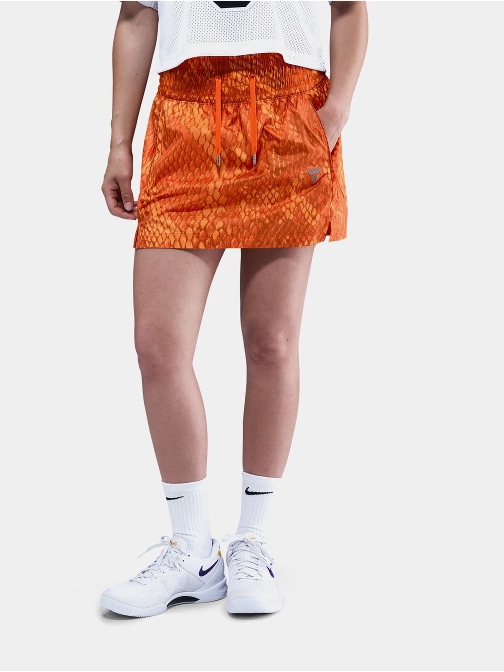 Nike Kobe Woven Lifestyle Skirt Orange Textured Drawstring Athletic Skort